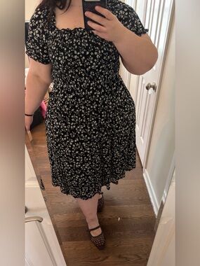 Siren Lily Black Dress with White Floral Print